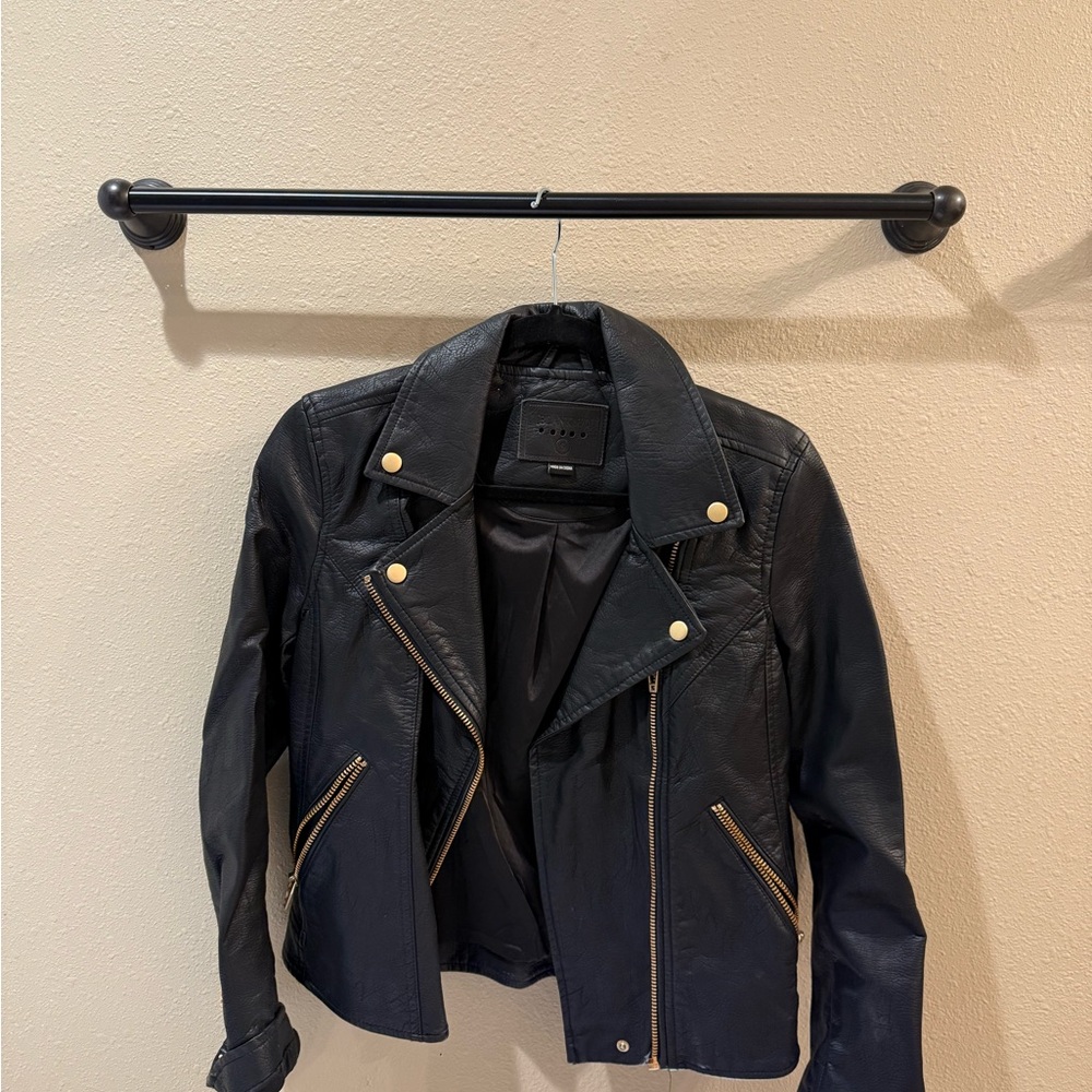 Blank NYC Black Faux Leather Jacket size S